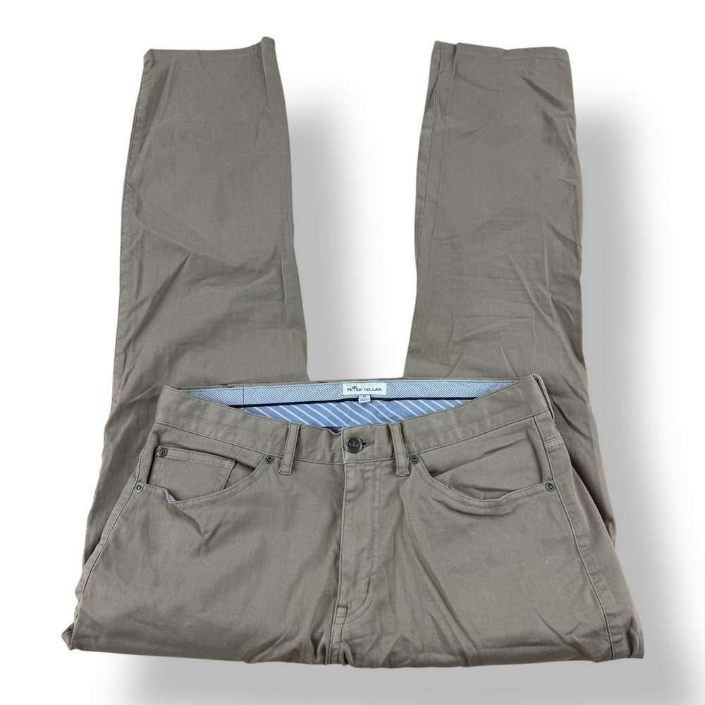 Peter Millar Crown Men's 32x31 Brown Cotton‎ Modal Spandex 5-Pocket Soft Jeans